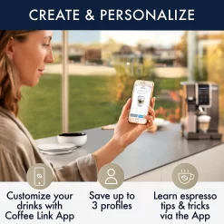 Delonghi Dinamica Plus, Smart Coffee & Espresso Machine With Coffee Link Connectivity App + Automatic Milk Frother, Titanium - ECAM37095TI -Coffee Machine Store 81css57wxML. AC SL1500